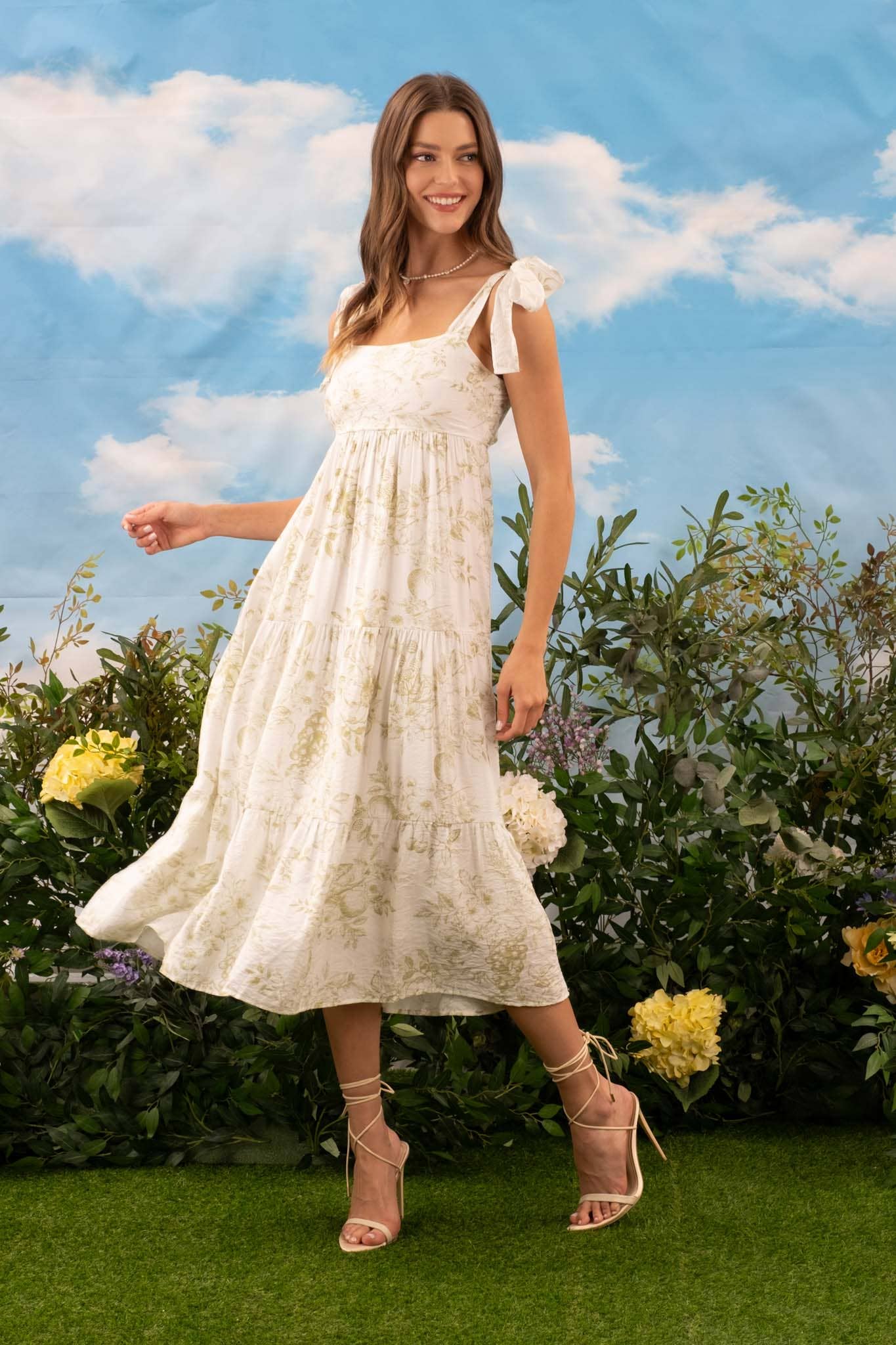 Garden of Grace Tiered Midi Dress - Olive