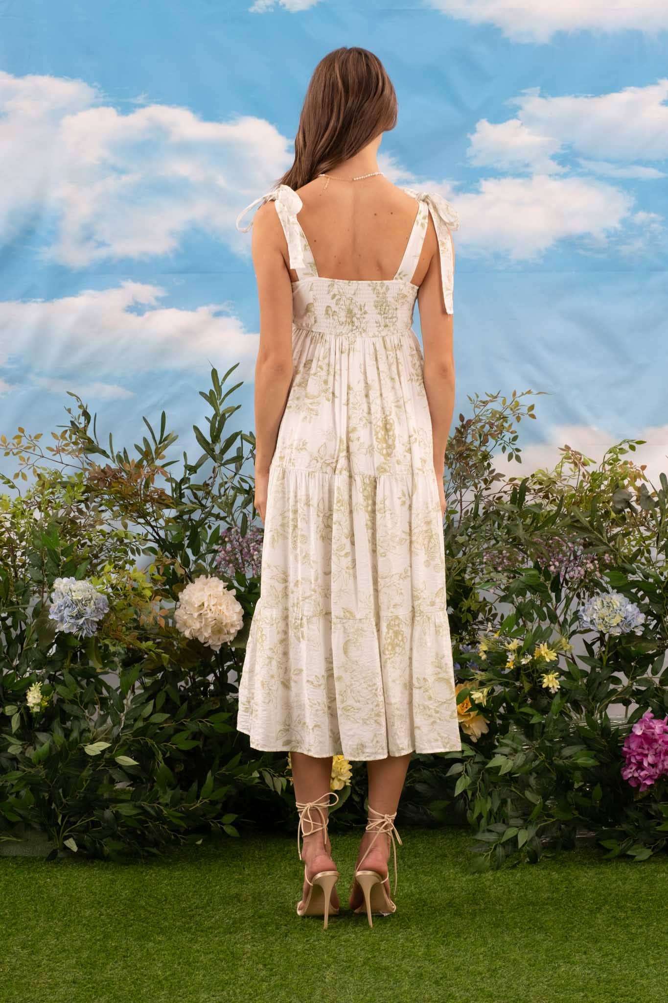 Garden of Grace Tiered Midi Dress - Olive