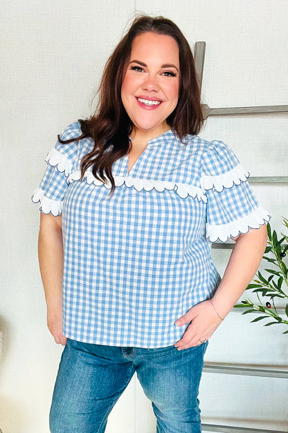 Cotton Blue Gingham Top