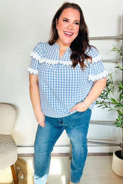 Cotton Blue Gingham Top