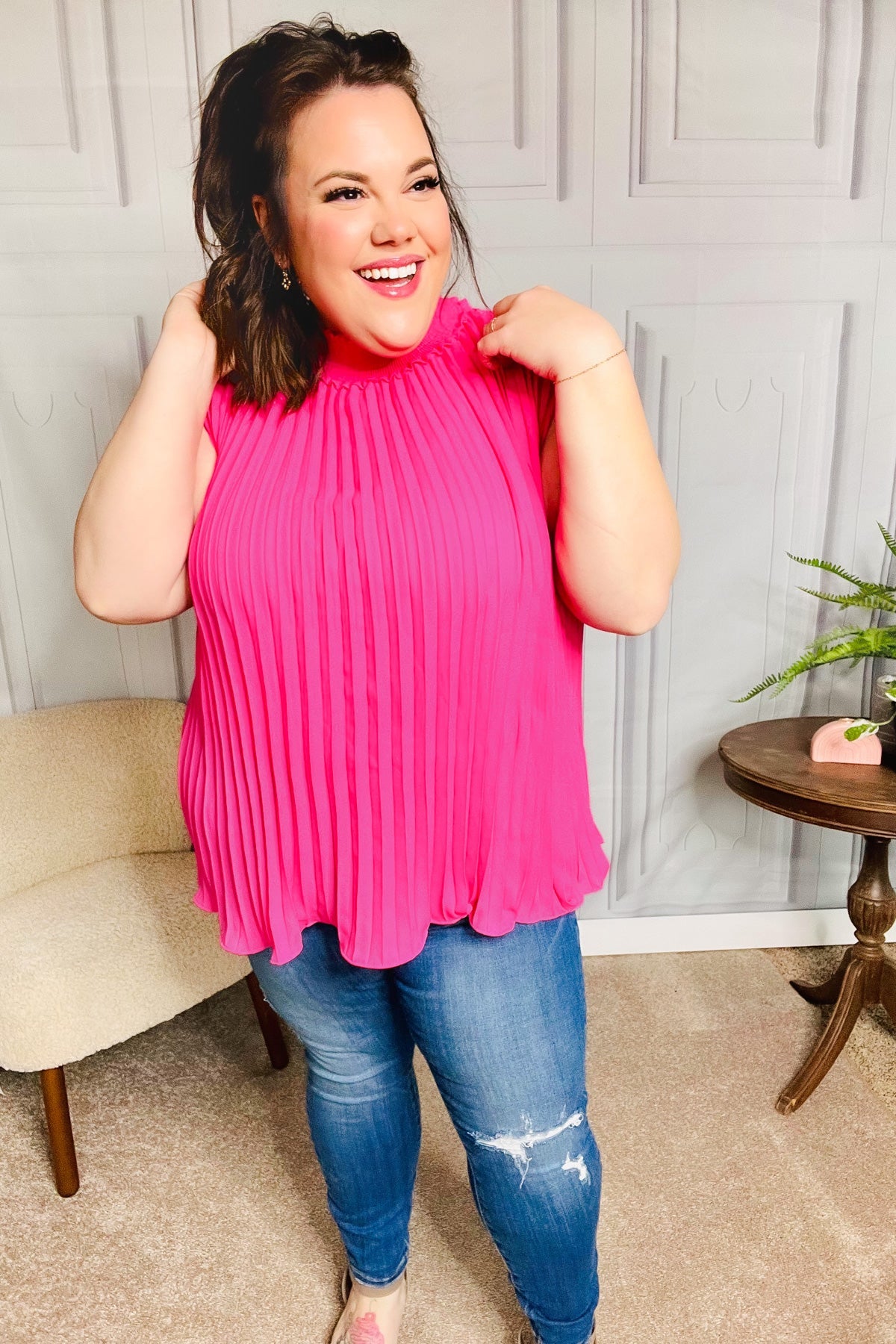 Radiant Grace Pleated Blouse